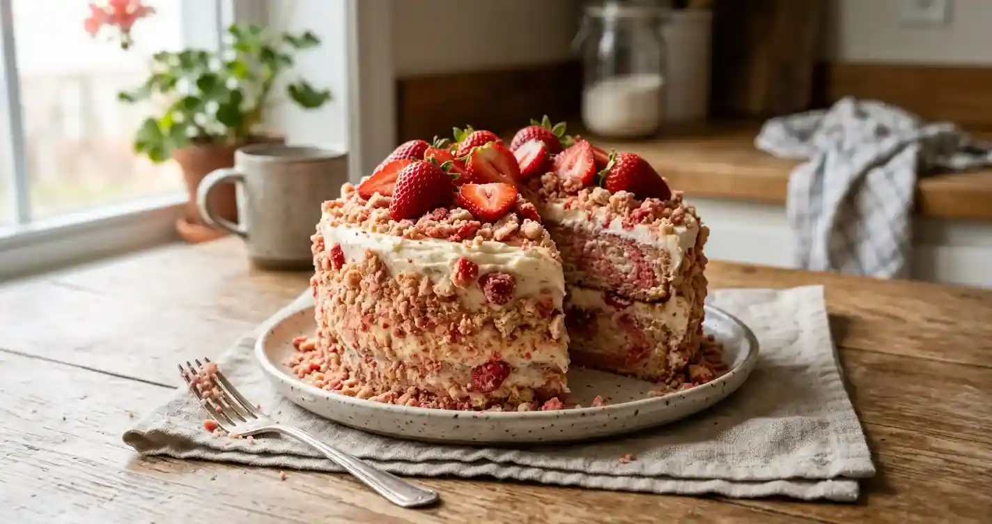 Strawberry Crunch Cake